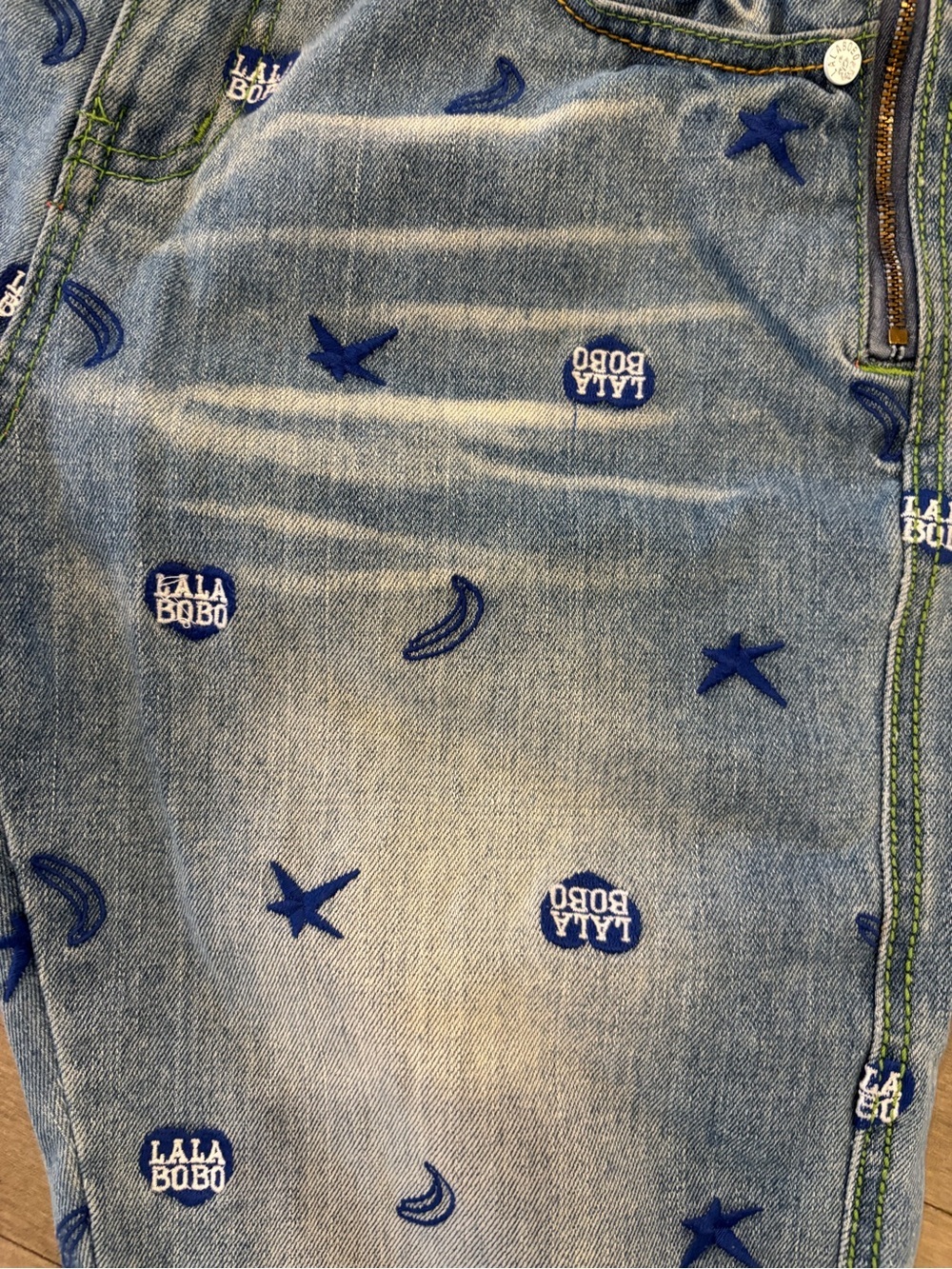 Women's Blue Embroidered Denim Shorts - Picture 4 of 15